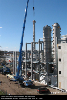 Einbau Rektifikationskolonne Destillation Bioethanolanlage Anklam Suiker Unie GmbH